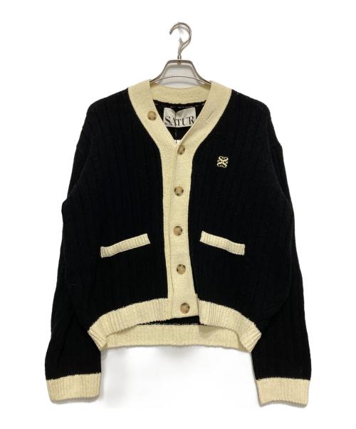 SATUR（セター）SATUR (セター) POCKET OVER SIZE BOUCLE CARDIGAN ブラック サイズ:L 未使用品の古着・服飾アイテム