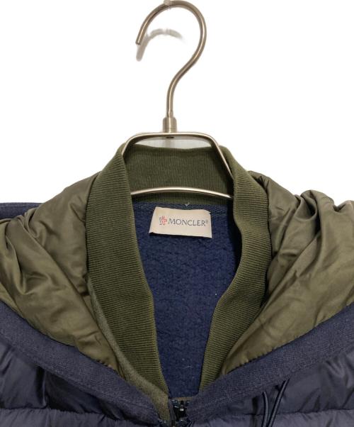 MONCLER（モンクレール）MONCLER (モンクレール) スウェット切替ダウンジャケット CARDIGAN ネイビー サイズ:Lの古着・服飾アイテム