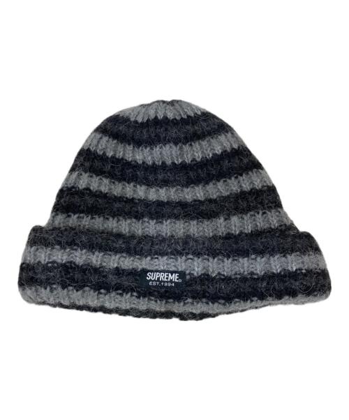 SUPREME（シュプリーム）Supreme (シュプリーム) Loose stripe Beanie グレー×ブラックの古着・服飾アイテム