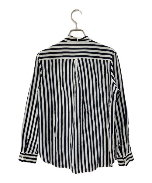 TOMORROW LAND（トゥモローランド）TOMORROW LAND (トゥモローランド) ワイドストライプ ボウタイブラウス ホワイト×ネイビー サイズ:Sの古着・服飾アイテム