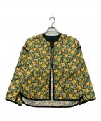 SOULEIADOソレイアード）の古着「ポリエステルプリント ノーカラージャケット」｜イエロー