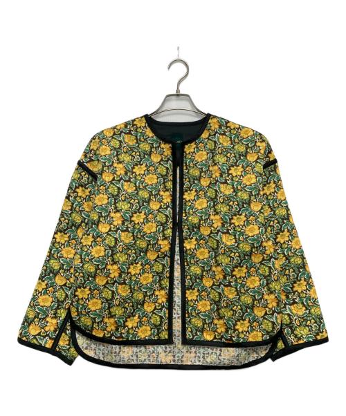 SOULEIADO（ソレイアード）SOULEIADO (ソレイアード) ポリエステルプリント ノーカラージャケット イエロー サイズ:Sの古着・服飾アイテム