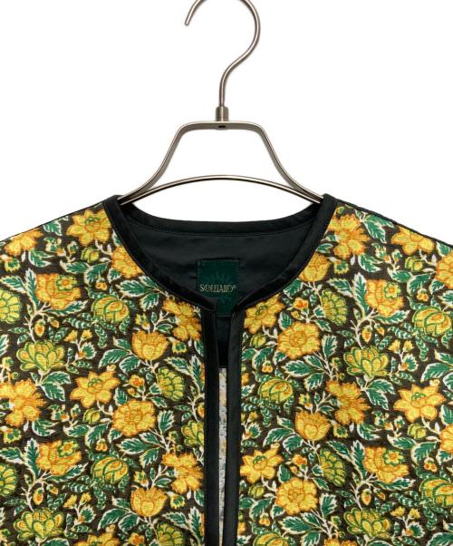 SOULEIADO（ソレイアード）SOULEIADO (ソレイアード) ポリエステルプリント ノーカラージャケット イエロー サイズ:Sの古着・服飾アイテム