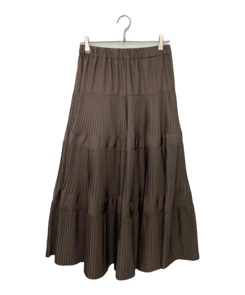 BEARDSLEY（ビアズリー）BEARDSLEY (ビアズリー) プリーツティアードスカート ブラウン サイズ:2の古着・服飾アイテム