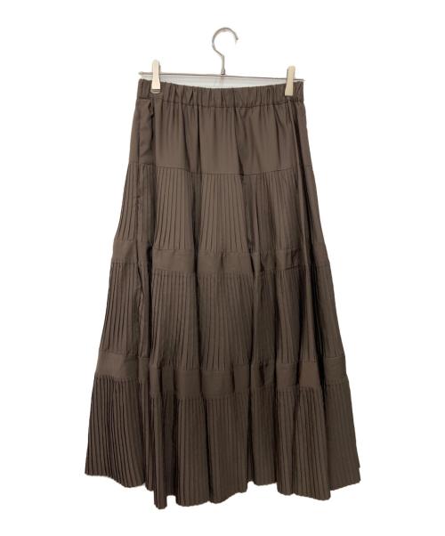 BEARDSLEY（ビアズリー）BEARDSLEY (ビアズリー) プリーツティアードスカート ブラウン サイズ:2の古着・服飾アイテム