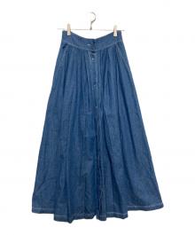 LOISIR（ロワズィール）の古着「ライトオンデニムギャザーフレアデザインスカート」｜ブルー