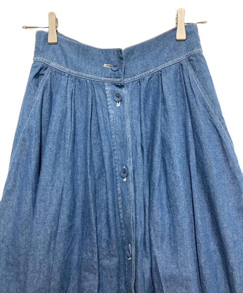 LOISIR（ロワズィール）LOISIR (ロワズィール) ライトオンデニムギャザーフレアデザインスカート ブルー サイズ:FREEの古着・服飾アイテム