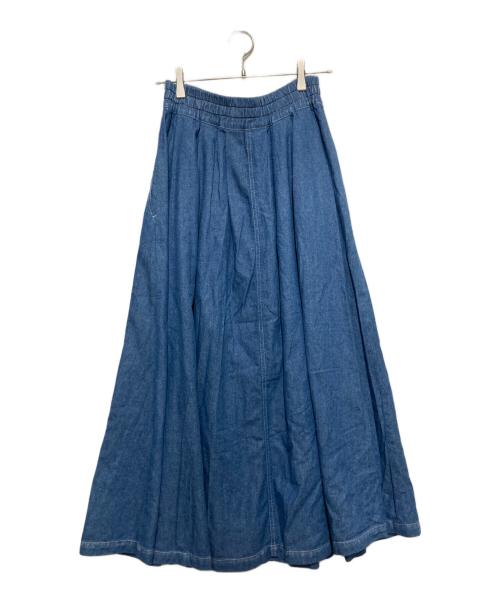 LOISIR（ロワズィール）LOISIR (ロワズィール) ライトオンデニムギャザーフレアデザインスカート ブルー サイズ:FREEの古着・服飾アイテム