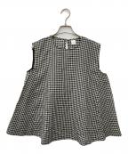 KAGUREカグレ）の古着「コットンリネンフレアブラウス」｜ブラック