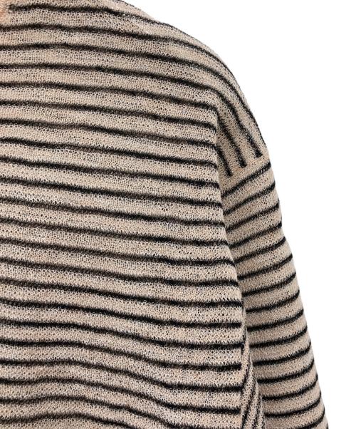 6(ROKU) BEAUTY&YOUTH（ロク ビューティーアンドユース）6(ROKU) BEAUTY&YOUTH (ロク ビューティーアンドユース) シアーボーダークルーネックプルオーバー ベージュ×ブラック サイズ:表記無しの古着・服飾アイテム