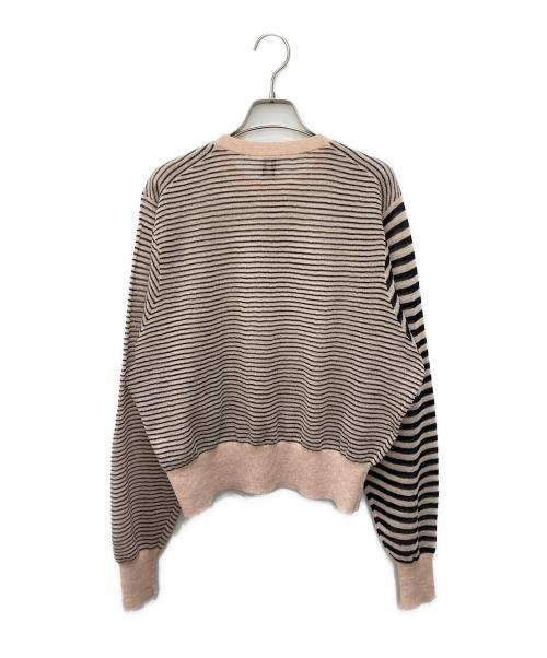 6(ROKU) BEAUTY&YOUTH（ロク ビューティーアンドユース）6(ROKU) BEAUTY&YOUTH (ロク ビューティーアンドユース) シアーボーダークルーネックプルオーバー ベージュ×ブラック サイズ:表記無しの古着・服飾アイテム