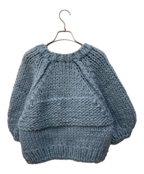 ETRE（エトレ）etre (エトレ) ブラッシュドハーフスリーブハンドニットプルオーバー ネイビー サイズ:FREE 未使用品の古着・服飾アイテム