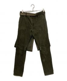 sacai（サカイ）の古着「apron front couduroy trousers」｜グリーン