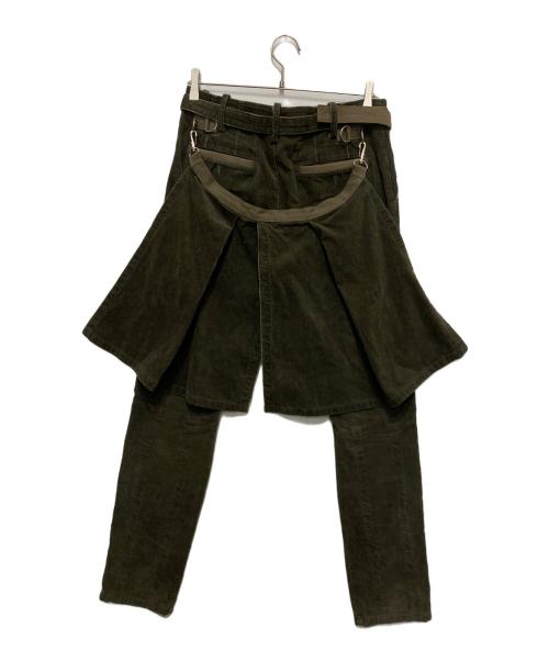 sacai（サカイ）sacai (サカイ) apron front couduroy trousers グリーン サイズ:1の古着・服飾アイテム