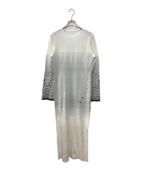 Mame Kurogouchi（マメクロゴウチ）mame kurogouchi (マメクロゴウチ) Crane Pattern Jacquard Knitted Dress ホワイト サイズ:3の古着・服飾アイテム
