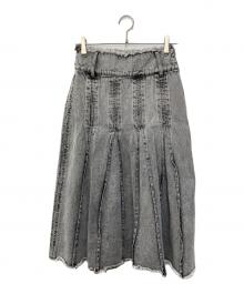 RAY BEAMS（レイ ビームス）の古着「デニム タック ミディアム スカート」｜グレー