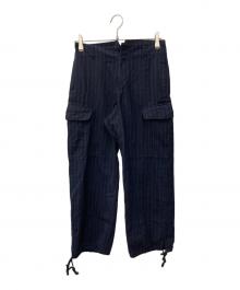 COMME des GARCONS（コムデギャルソン）の古着「縮絨ピンストライプカーゴパンツ」｜ネイビー