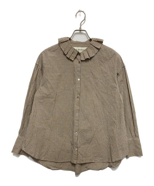 THE SHINZONE（ザ シンゾーン）THE SHINZONE (ザ シンゾーン) RUFFLED BLOUSE ラッフルド ブラウス ブラウン サイズ:SIZE 34の古着・服飾アイテム