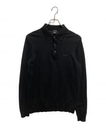 BOSS HUGO BOSS（ボス ヒューゴボス）の古着「ニットポロシャツ」｜ブラック