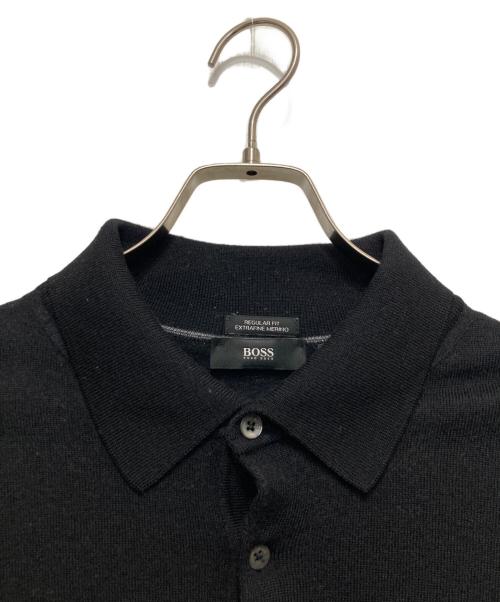 BOSS HUGO BOSS（ボス ヒューゴボス）BOSS HUGO BOSS (ボス ヒューゴボス) ニットポロシャツ ブラック サイズ:Mの古着・服飾アイテム