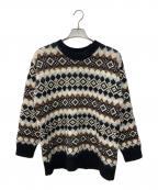 23区ニジュウサンク）の古着「ミックスマテリアルジャガードニット」｜ブラック