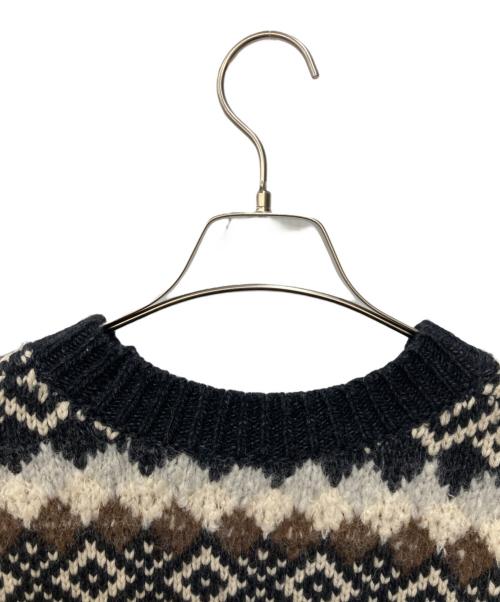 23区（ニジュウサンク）23区 (ニジュウサンク) ミックスマテリアルジャガードニット ブラック サイズ:Mの古着・服飾アイテム