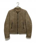 DACUTEダクテ）の古着「シープレザームートンシングルライダースジャケット」｜ベージュ