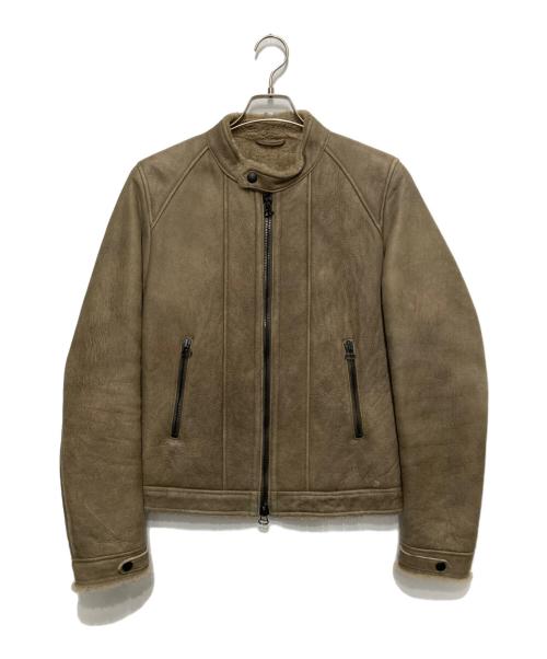 DACUTE（ダクテ）DACUTE (ダクテ) シープレザームートンシングルライダースジャケット ベージュ サイズ:46の古着・服飾アイテム