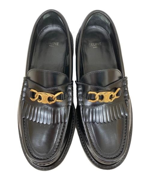 CELINE（セリーヌ）CELINE (セリーヌ) トリオンフ チェーン マーガレットローファー ブラック サイズ:37の古着・服飾アイテム