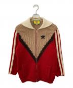 GUCCI×adidasグッチ×アディダス）の古着「Red Zip-Up Contrast Knit Polo Sweater」｜レッド