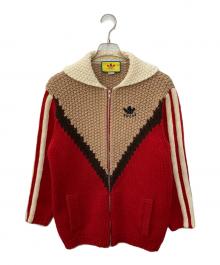 GUCCI×adidas（グッチ×アディダス）の古着「Red Zip-Up Contrast Knit Polo Sweater」｜レッド