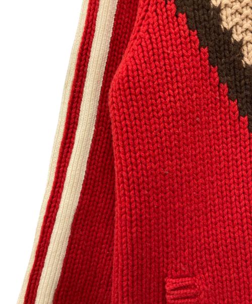 GUCCI（グッチ）GUCCI (グッチ) adidas (アディダス) Red Zip-Up Contrast Knit Polo Sweater レッド サイズ:SIZE XXSの古着・服飾アイテム