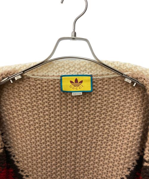 GUCCI（グッチ）GUCCI (グッチ) adidas (アディダス) Red Zip-Up Contrast Knit Polo Sweater レッド サイズ:SIZE XXSの古着・服飾アイテム