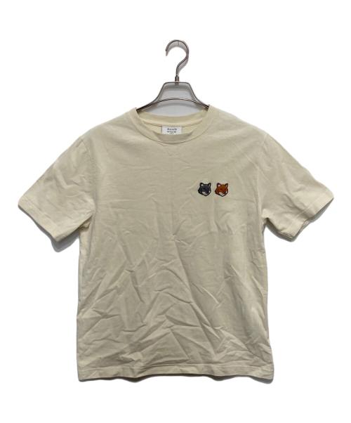 maison kitsune（メゾンキツネ）MAISON KITSUNE (メゾンキツネ) DOUBLE BOLD FOX HEAD COMFORT TEE-SHIRT ベージュ サイズ:XSの古着・服飾アイテム