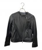 green label relaxingグリーンレーベルリラクシング）の古着「FM SHEEP レザー ノーカラー ジャケット」｜ブラック