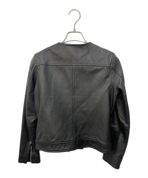 green label relaxing（グリーンレーベルリラクシング）green label relaxing (グリーンレーベルリラクシング) FM SHEEP レザー ノーカラー ジャケット ブラック サイズ:SIZE 36の古着・服飾アイテム