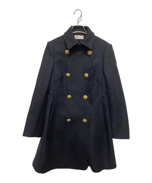 RED VALENTINO（レッドヴァレンティノ）RED VALENTINO (レッドヴァレンティノ) カットワークダブルウールコート ネイビー サイズ:38の古着・服飾アイテム