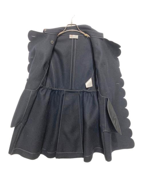RED VALENTINO（レッドヴァレンティノ）RED VALENTINO (レッドヴァレンティノ) カットワークダブルウールコート ネイビー サイズ:38の古着・服飾アイテム