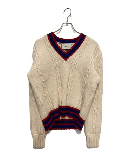 GUCCI（グッチ）GUCCI (グッチ) チルデンニット ベージュ サイズ:Ⅿの古着・服飾アイテム