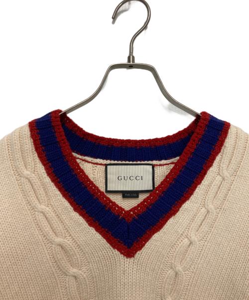 GUCCI（グッチ）GUCCI (グッチ) チルデンニット ベージュ サイズ:Ⅿの古着・服飾アイテム