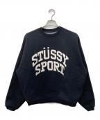 stussyステューシー）の古着「Big Crackle Sport Crewneck」｜ブラック