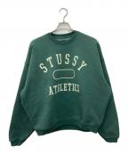 stussyステューシー）の古着「ATHLETICS CREW」｜グリーン