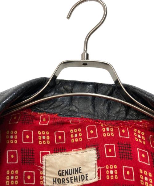 GENUINE HORSEHIDE（ジェニュイン・ホースハイド）GENUINE　HORSEHIDE (ジェニュイン・ホースハイド) ホースレザーダブルライダースジャケット ブラック サイズ:不明の古着・服飾アイテム