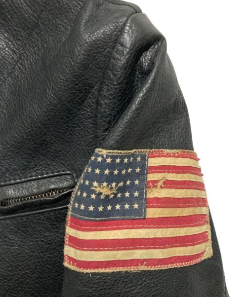 POLO JEANS CO.（ポロジーンズカンパニー）POLO JEANS CO. (ポロジーンズカンパニー) 星条旗ワッペンシングルレザージャケット ブラック サイズ:Sの古着・服飾アイテム