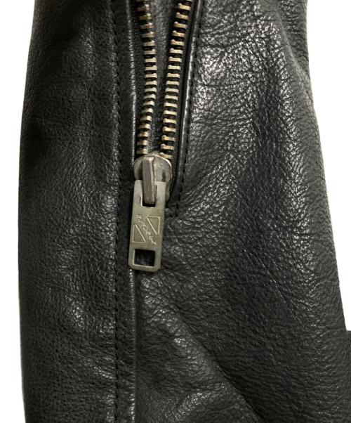 POLO JEANS CO.（ポロジーンズカンパニー）POLO JEANS CO. (ポロジーンズカンパニー) 星条旗ワッペンシングルレザージャケット ブラック サイズ:Sの古着・服飾アイテム