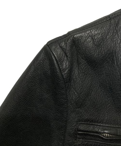 POLO JEANS CO.（ポロジーンズカンパニー）POLO JEANS CO. (ポロジーンズカンパニー) 星条旗ワッペンシングルレザージャケット ブラック サイズ:Sの古着・服飾アイテム