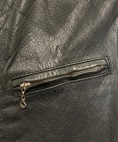 POLO JEANS CO.（ポロジーンズカンパニー）POLO JEANS CO. (ポロジーンズカンパニー) 星条旗ワッペンシングルレザージャケット ブラック サイズ:Sの古着・服飾アイテム