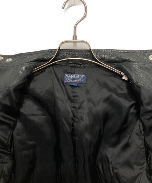 POLO JEANS CO.（ポロジーンズカンパニー）POLO JEANS CO. (ポロジーンズカンパニー) 星条旗ワッペンシングルレザージャケット ブラック サイズ:Sの古着・服飾アイテム