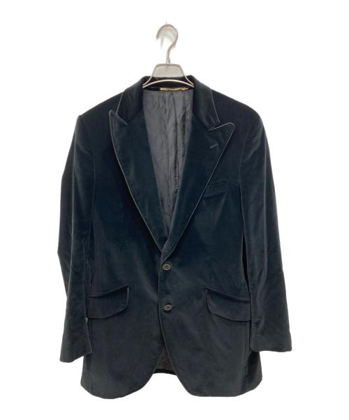 DOLCE & GABBANA（ドルチェ＆ガッバーナ）DOLCE & GABBANA (ドルチェ＆ガッバーナ) ベロアピークドラペルジャケット ブラック サイズ:50の古着・服飾アイテム