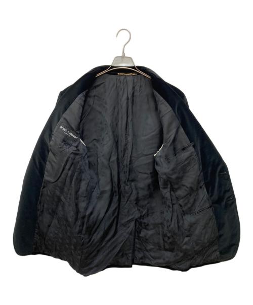 DOLCE & GABBANA（ドルチェ＆ガッバーナ）DOLCE & GABBANA (ドルチェ＆ガッバーナ) ベロアピークドラペルジャケット ブラック サイズ:50の古着・服飾アイテム